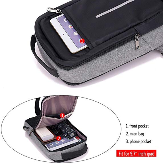 Αντικλεπτικό Σακίδιο Πλάτης με Θύρα USB και Καλώδιο Φόρτισης - Travel Chest Bag